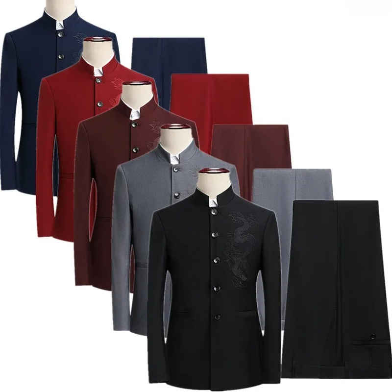 Women Formal Wear M&S - Costume homme chinois deux pièces, veste