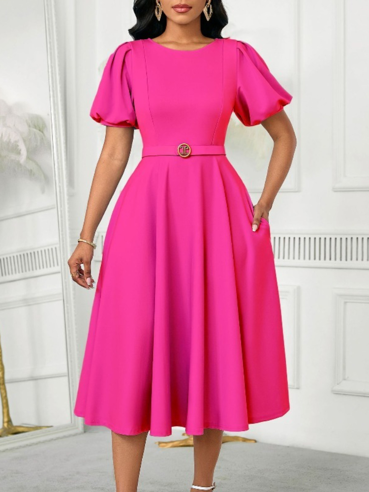 Wrap Dress Work - Robes bleues trapèze avec ceinture pour