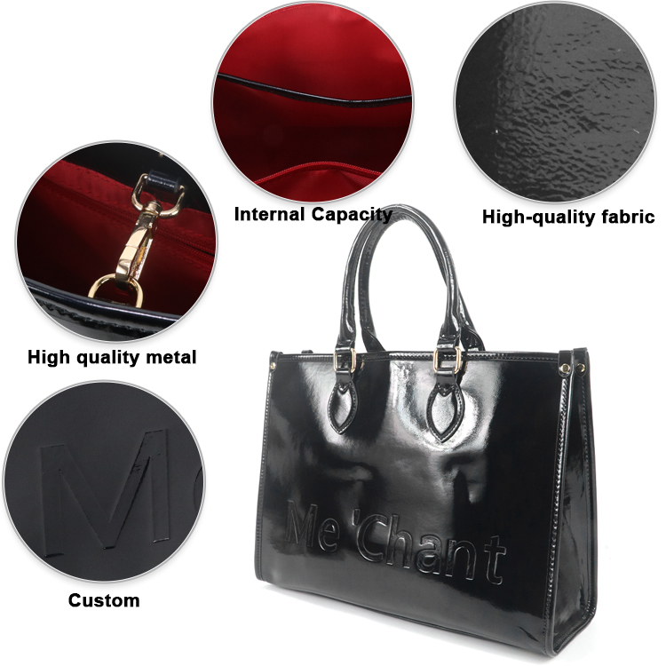 Sac fourre-tout noir brillant  - Shoulder Bag Structured avis et prix