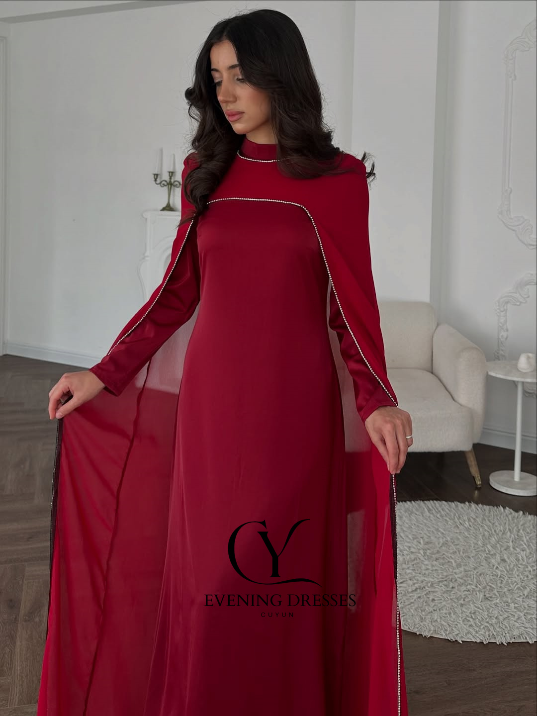 CUYUN rouge saoudien femmes ro - Women Formal Wear Dubai avis et prix