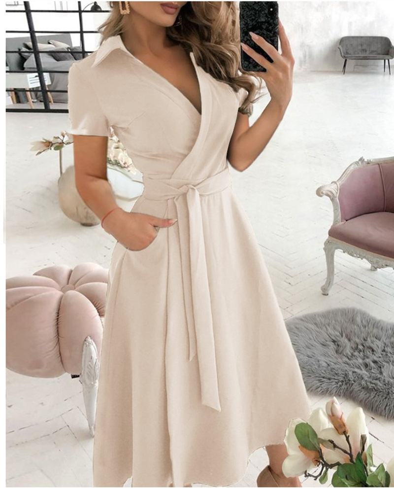 Robe mi-longue à manches court - Wrap Dress Work avis et prix