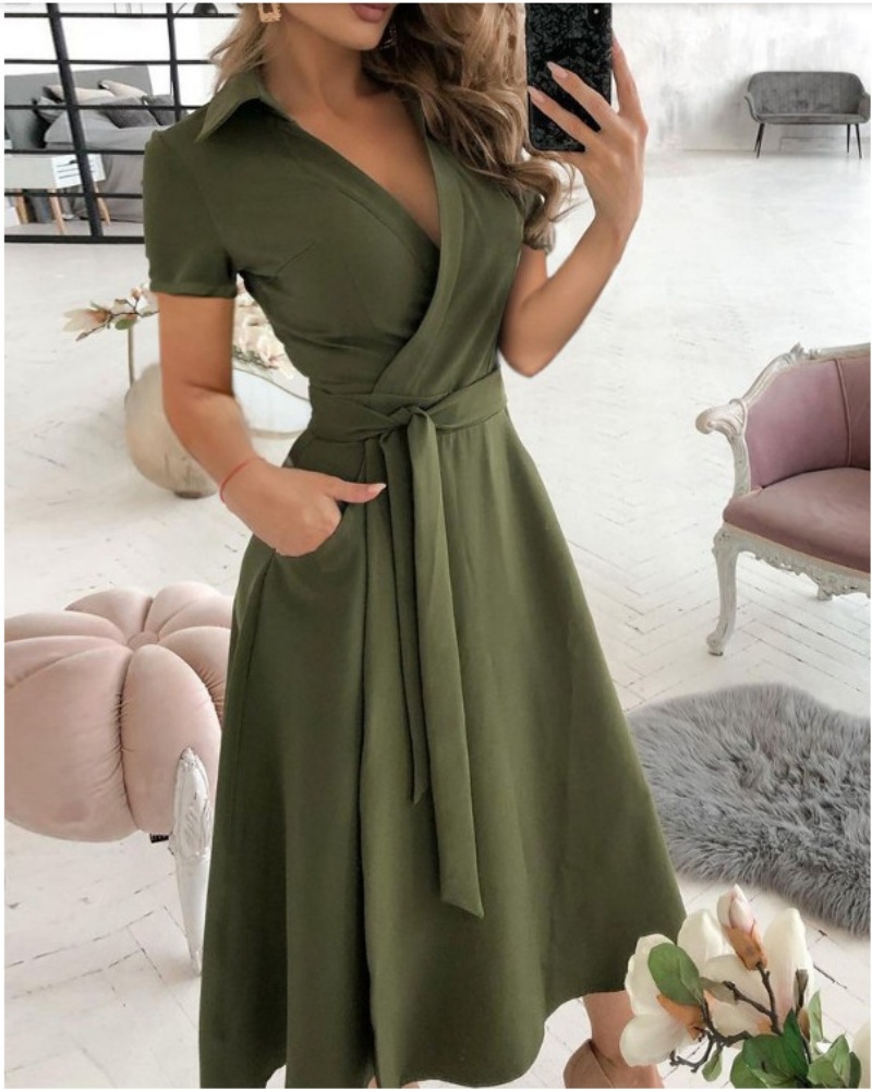 Robe mi-longue à manches court - Wrap Dress Work avis et prix