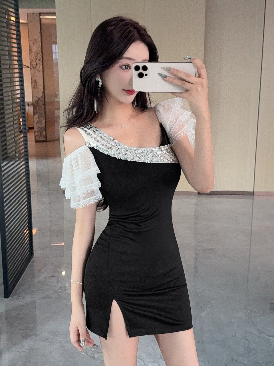 Robe courte sexy en dentelle à - Wrap Dress Work avis et prix