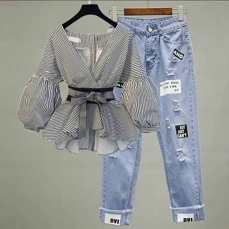 Femmes élégant col en v rayure - Women Formal Wear Tops avis et prix