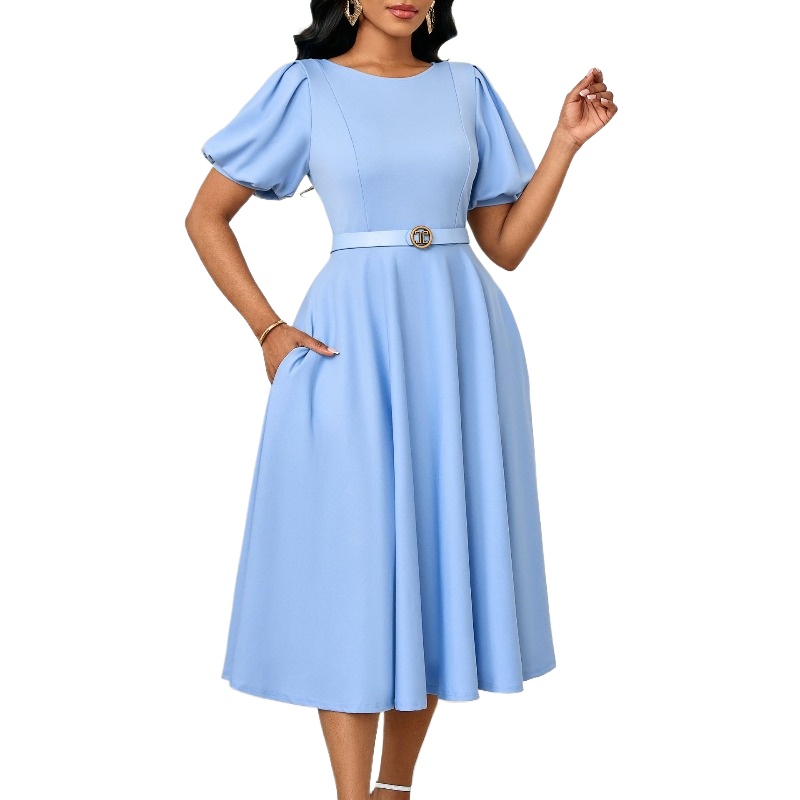 Robes bleues trapèze avec cein - Wrap Dress Work avis et prix